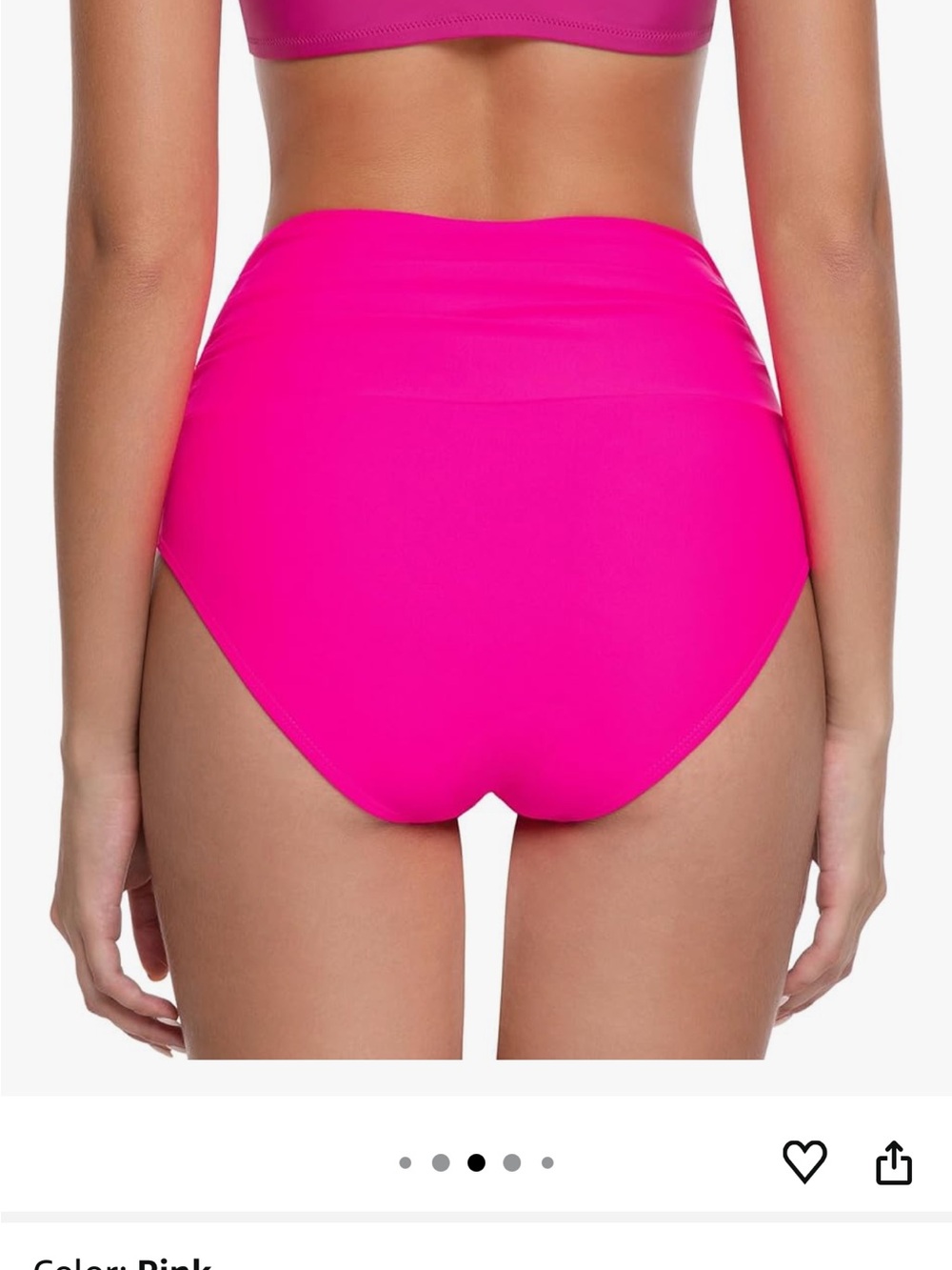 High-Waist Pink Bikini Bottoms - Picture 3 of 5